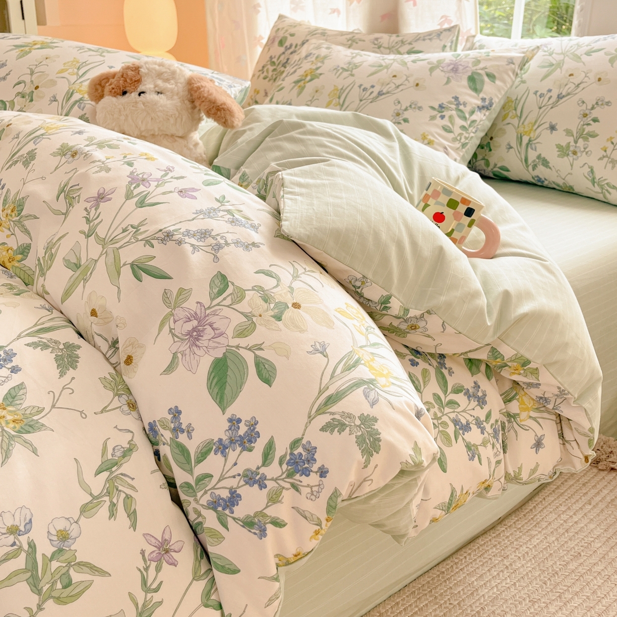 91家纺网 家纺一手货源 找家纺 （总）柠馨 2025新款全棉印花四件套安凡妮系列