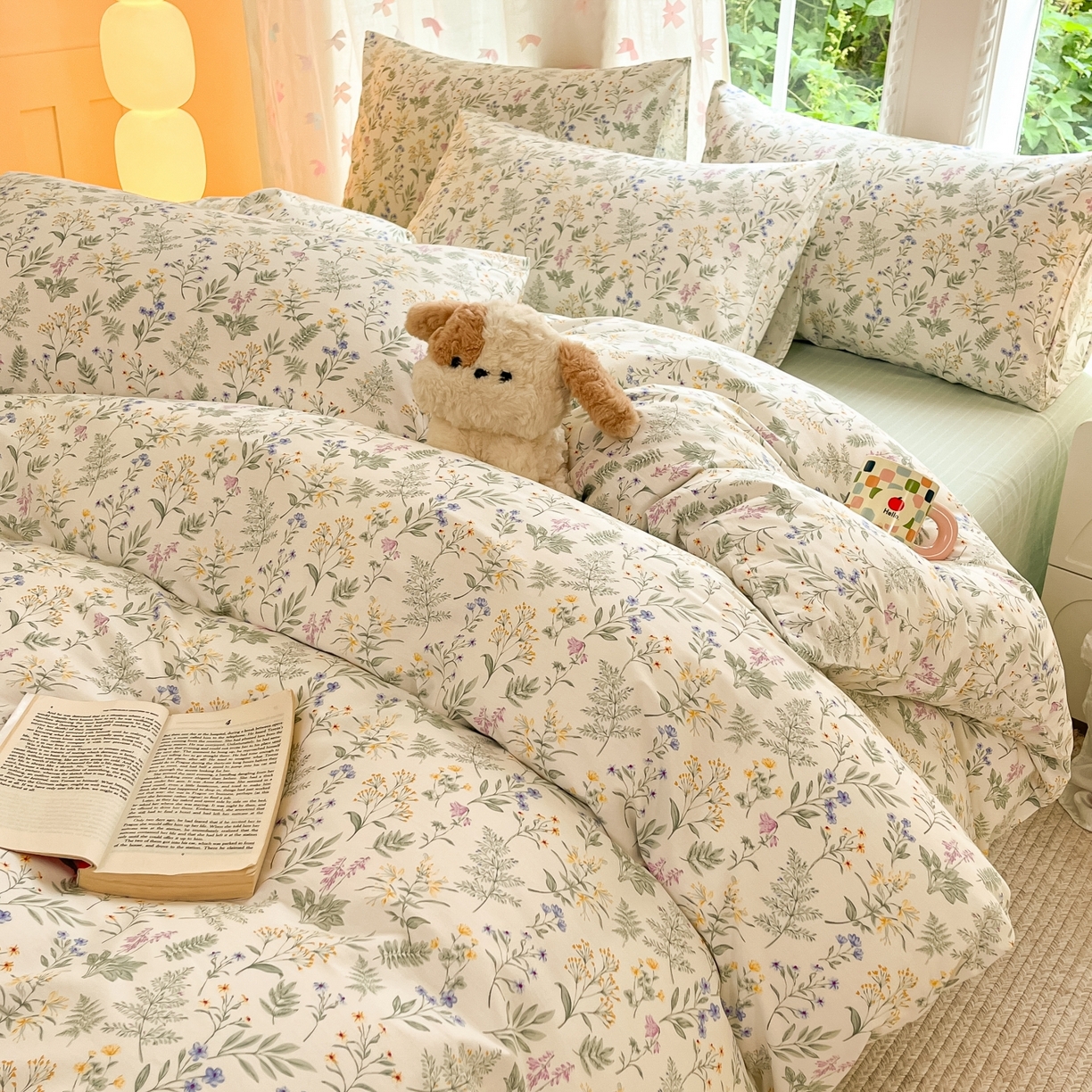 91家纺网 家纺一手货源 找家纺 柠馨 2025新款全棉印花四件套安凡妮系列 昔瑾