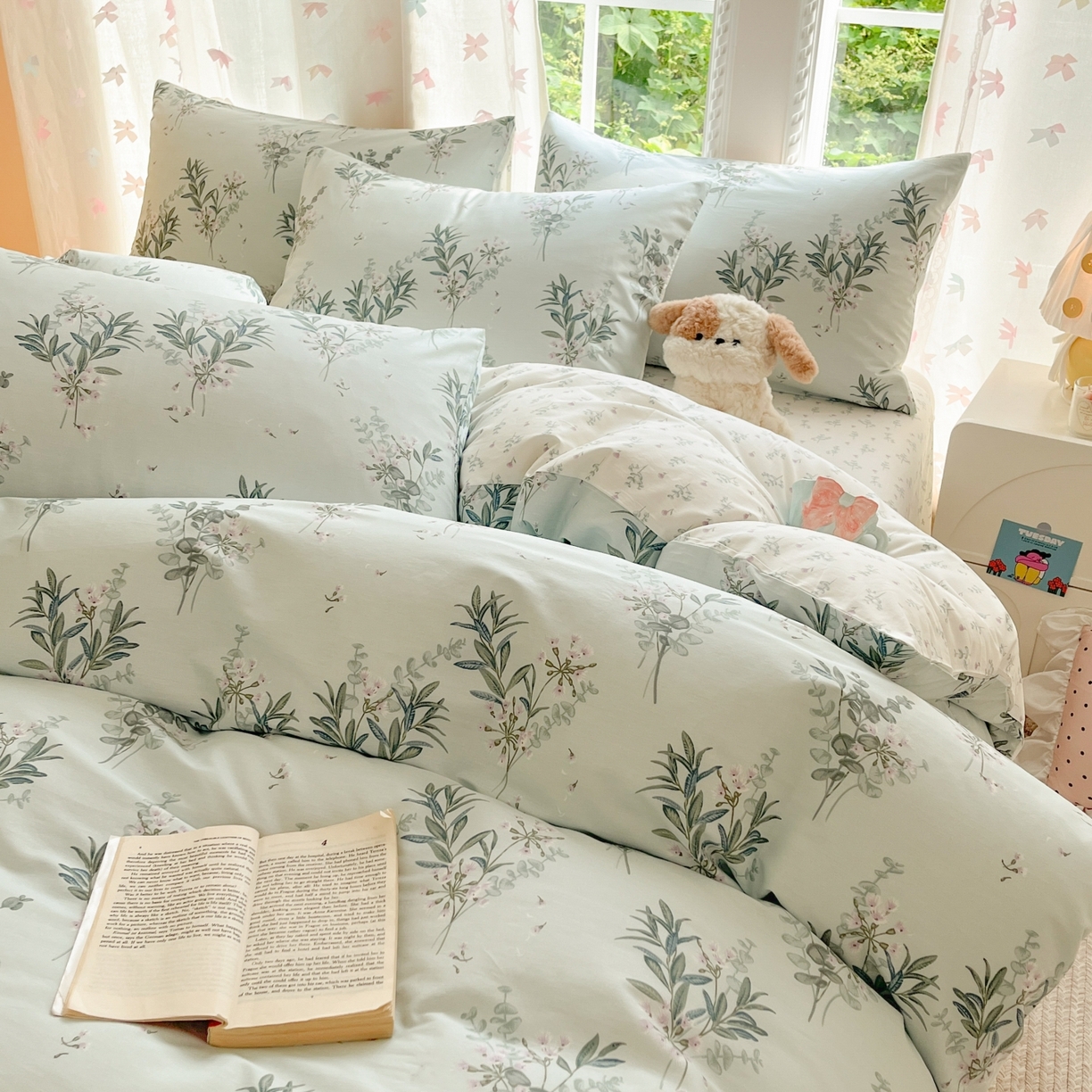 91家纺网 家纺一手货源 找家纺 柠馨 2025新款全棉印花四件套安凡妮系列 雾恋