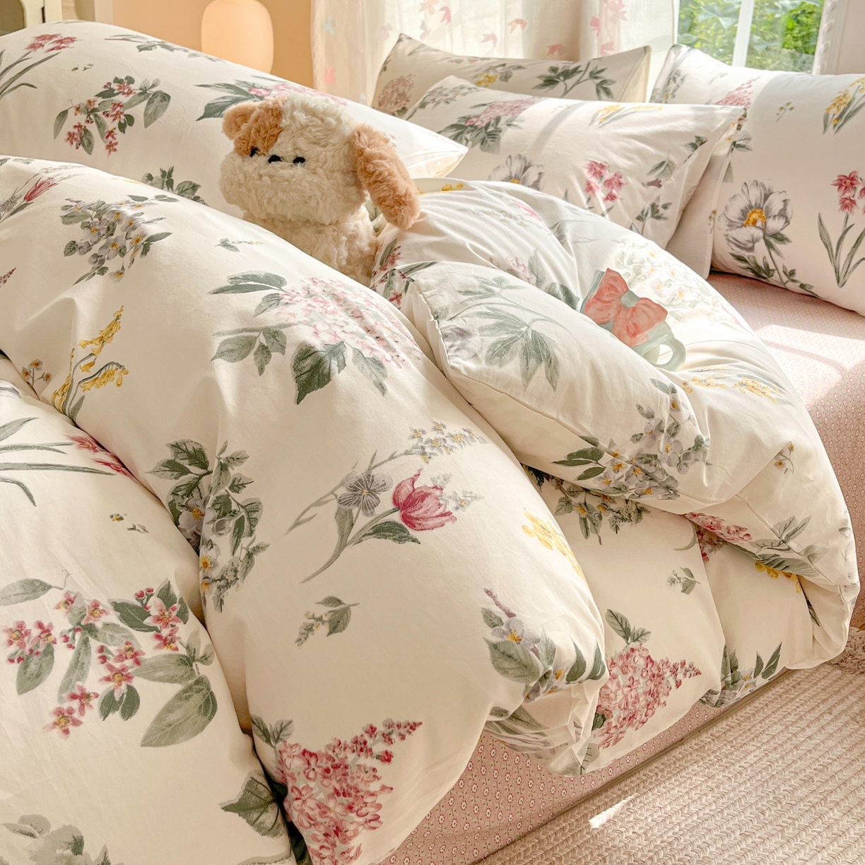 91家纺网 家纺一手货源 找家纺 （总）柠馨 2025新款全棉印花四件套安凡妮系列