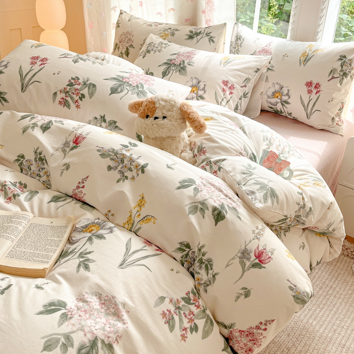 91家纺网 家纺一手货源 找家纺 柠馨 2025新款全棉印花四件套安凡妮系列 肆春