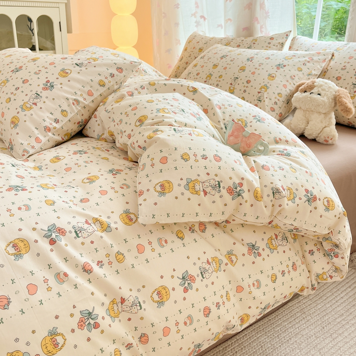 91家纺网 家纺一手货源 找家纺 柠馨 2025新款全棉印花四件套安凡妮系列 灵犀