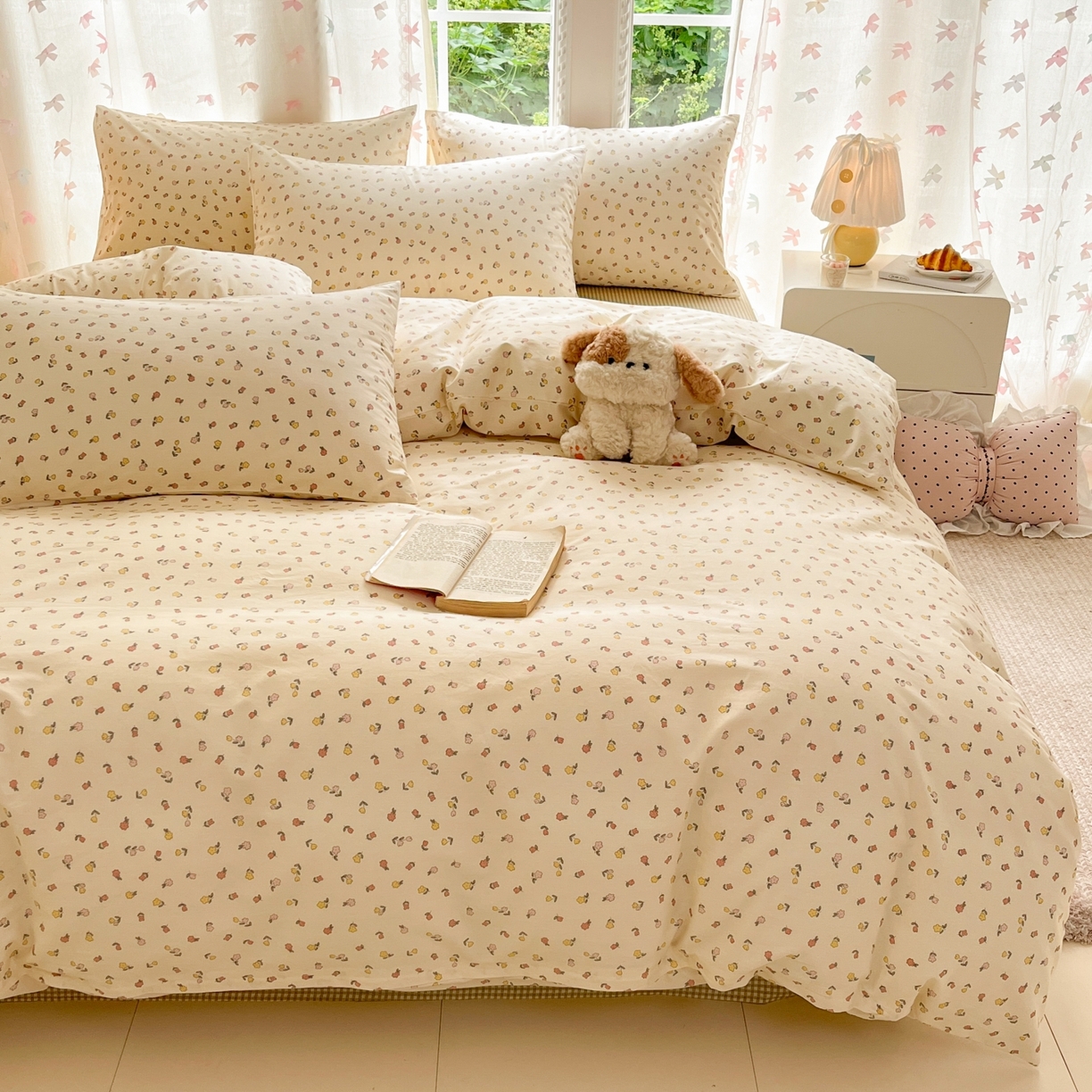 91家纺网 家纺一手货源 找家纺 柠馨 2025新款全棉印花四件套安凡妮系列 绮梦