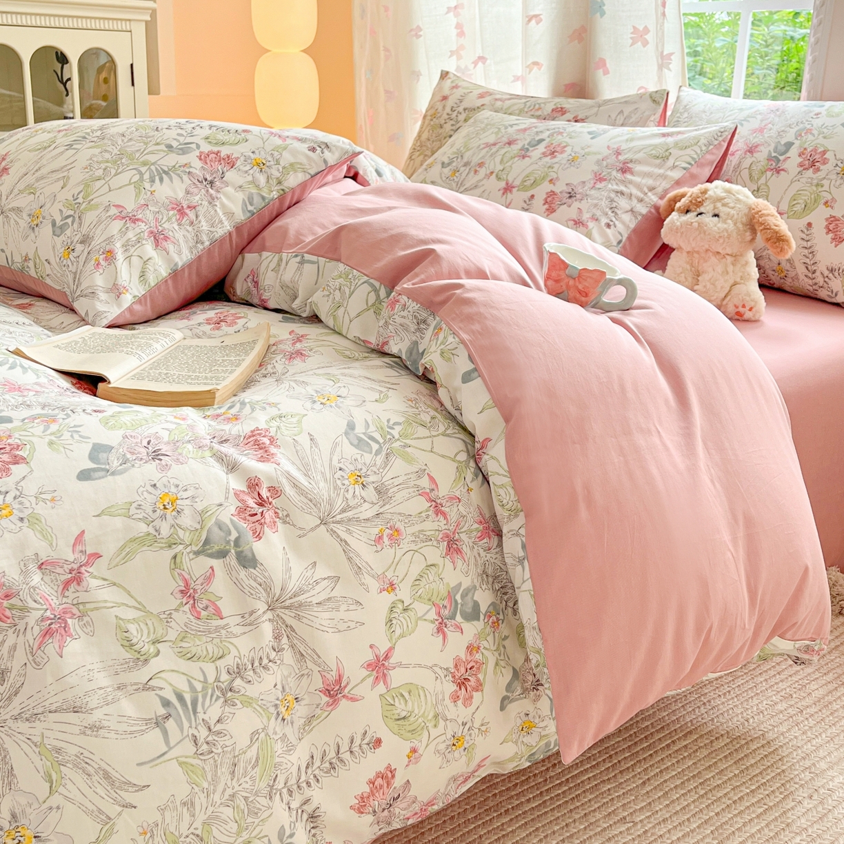 91家纺网 家纺一手货源 找家纺 柠馨 2025新款全棉印花四件套安凡妮系列 北沐