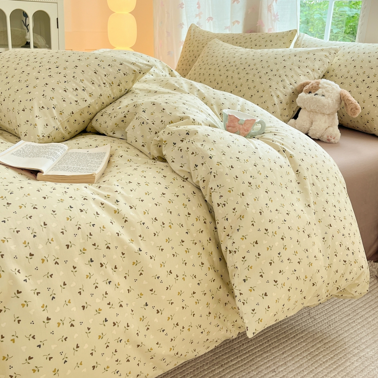 91家纺网 家纺一手货源 找家纺 柠馨 2025新款全棉印花四件套安凡妮系列 宁谧