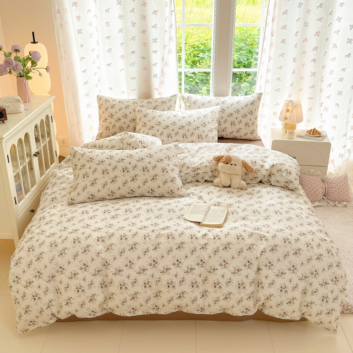 91家纺网 家纺一手货源 找家纺 柠馨 2025新款全棉印花四件套安凡妮系列 曦禾