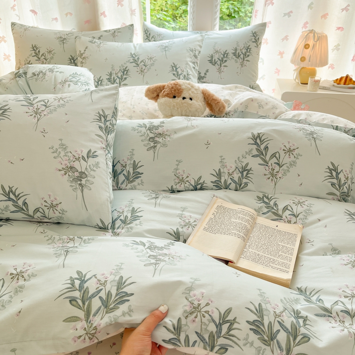 91家纺网 家纺一手货源 找家纺 柠馨 2025新款全棉印花四件套安凡妮系列 雾恋