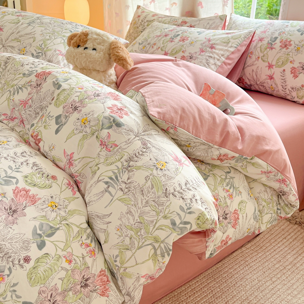 91家纺网 家纺一手货源 找家纺 （总）柠馨 2025新款全棉印花四件套安凡妮系列