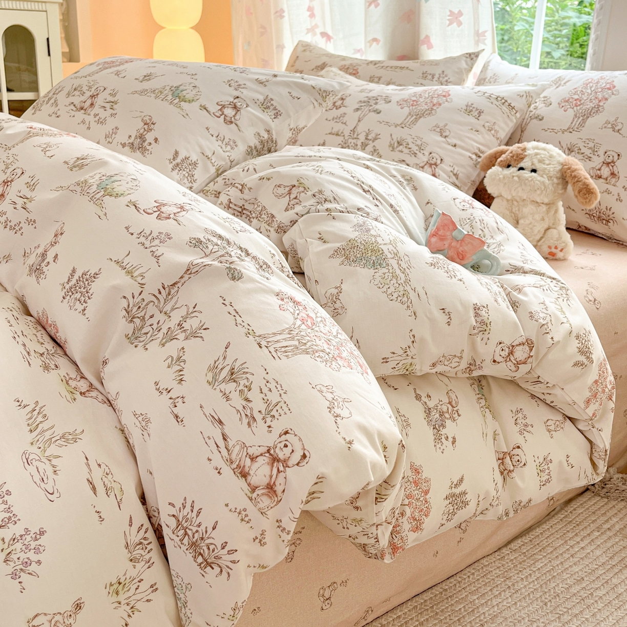 91家纺网 家纺一手货源 找家纺 （总）柠馨 2025新款全棉印花四件套安凡妮系列