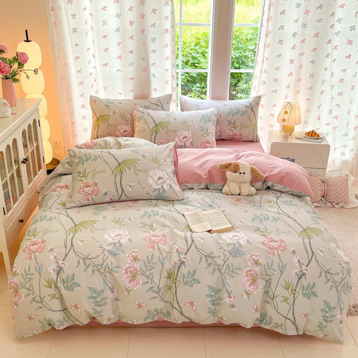 91家纺网 家纺一手货源 找家纺 （总）柠馨 2025新款全棉印花四件套安凡妮系列