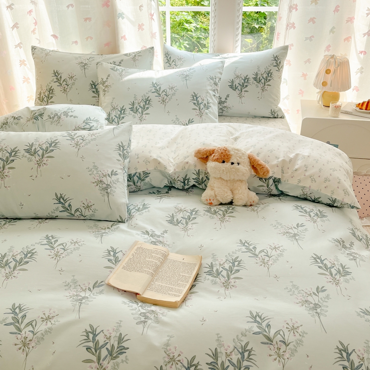 91家纺网 家纺一手货源 找家纺 柠馨 2025新款全棉印花四件套安凡妮系列 雾恋