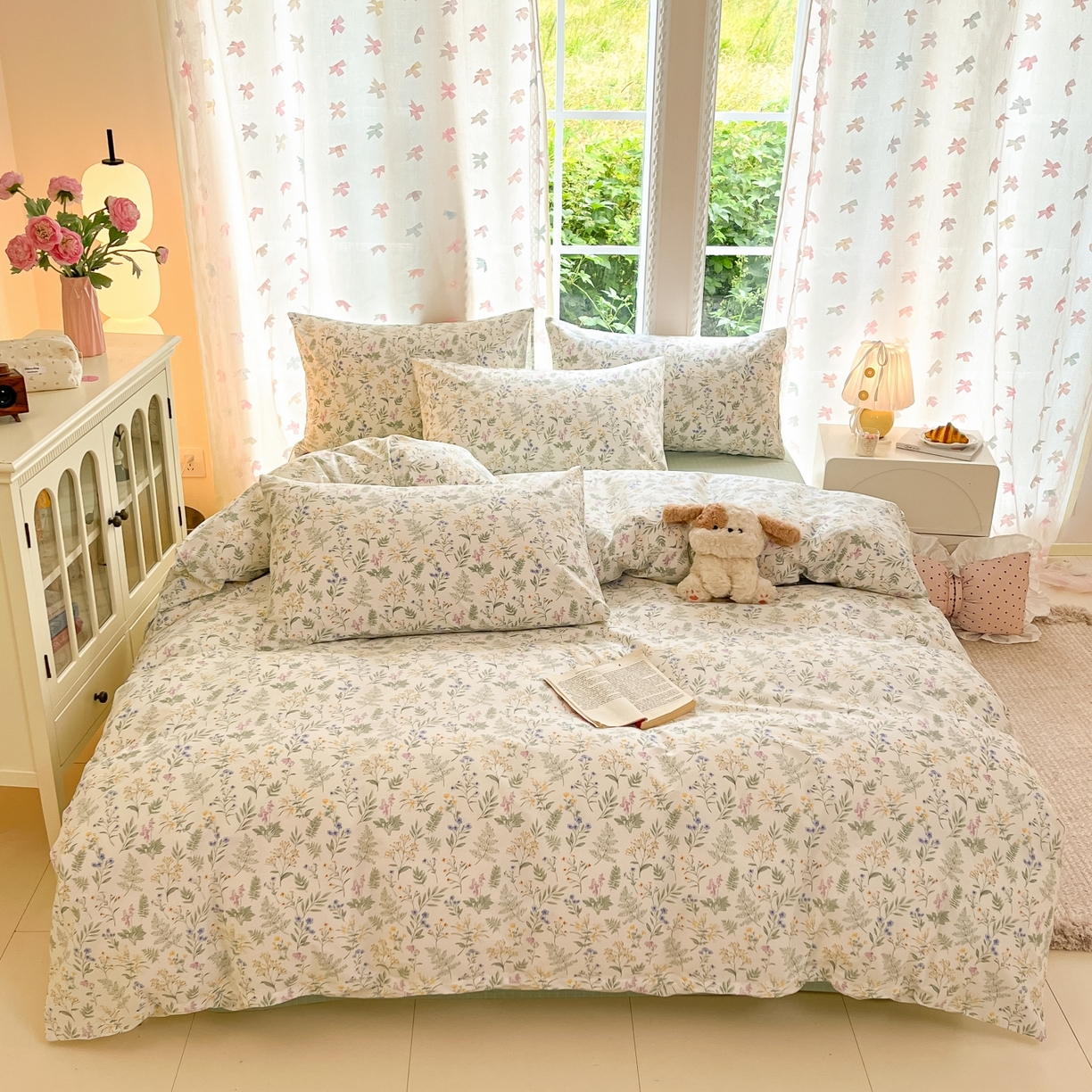 91家纺网 家纺一手货源 找家纺 柠馨 2025新款全棉印花四件套安凡妮系列 昔瑾