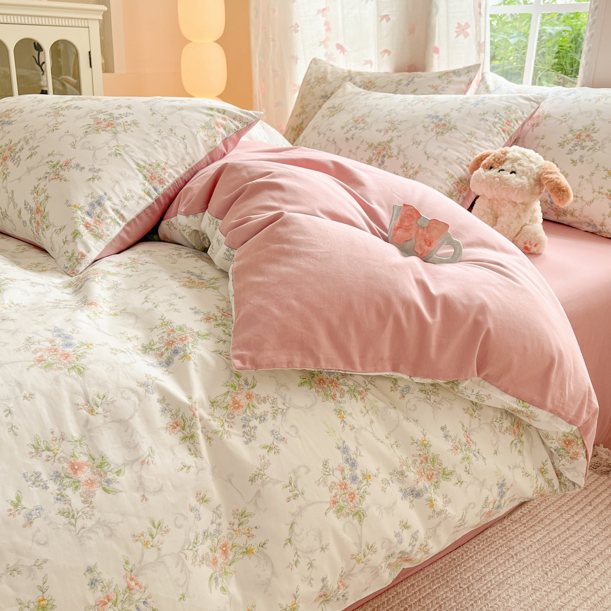 91家纺网 家纺一手货源 找家纺 柠馨 2025新款全棉印花四件套安凡妮系列 逐梦