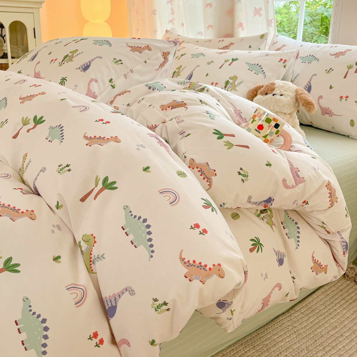 91家纺网 家纺一手货源 找家纺 柠馨 2025新款全棉印花四件套安凡妮系列 小萌龙