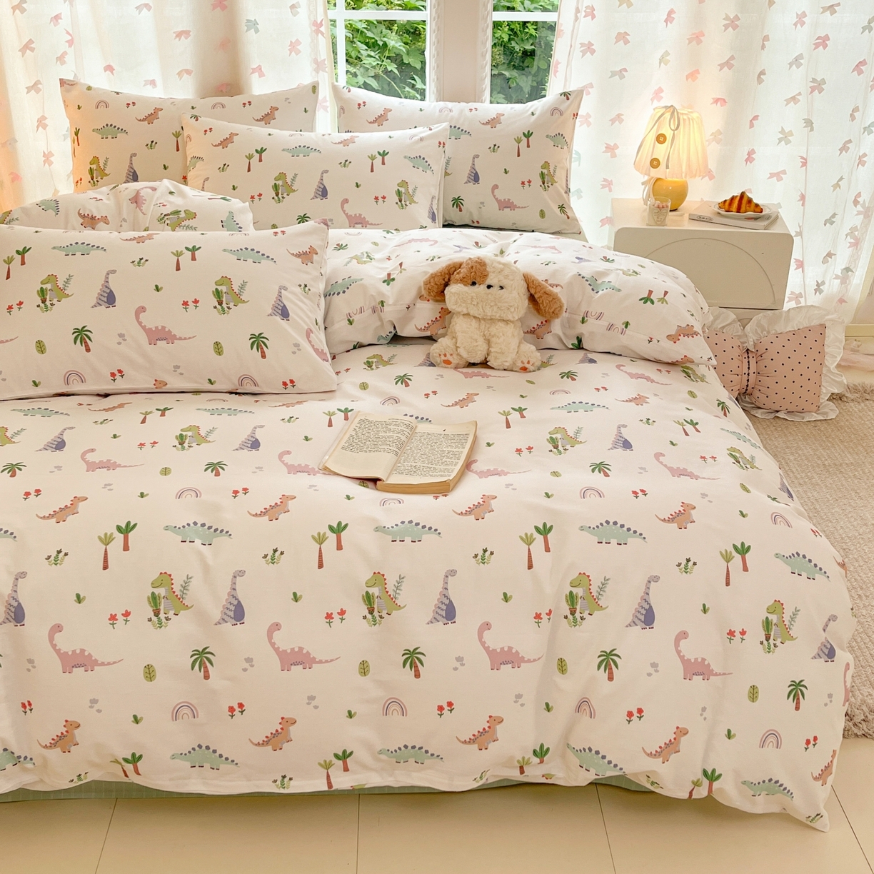 91家纺网 家纺一手货源 找家纺 柠馨 2025新款全棉印花四件套安凡妮系列 小萌龙