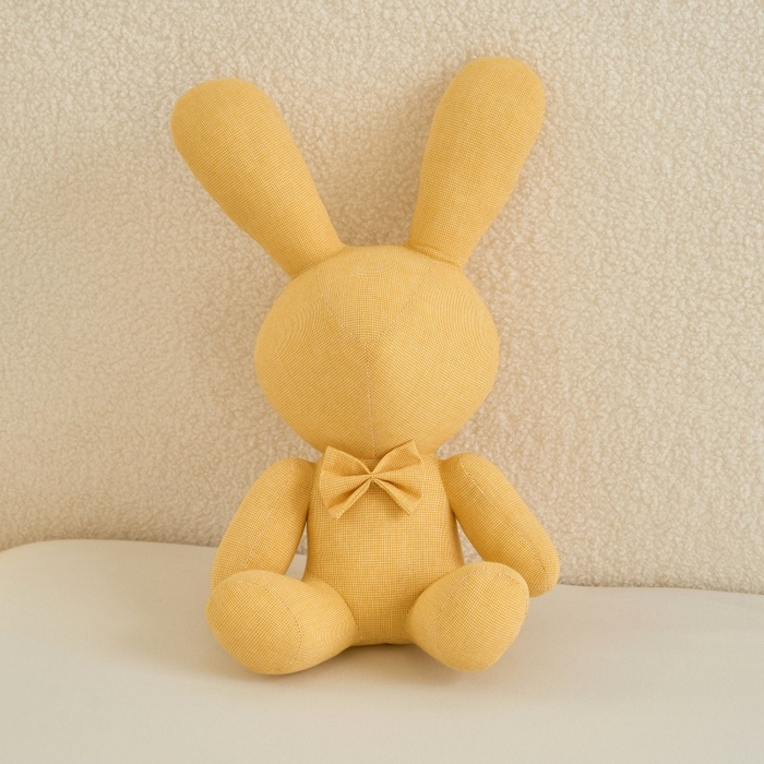 三沁家居 2025新款全棉色织水洗玩偶米萌兔系列 萌黄 40x26x20cm/只