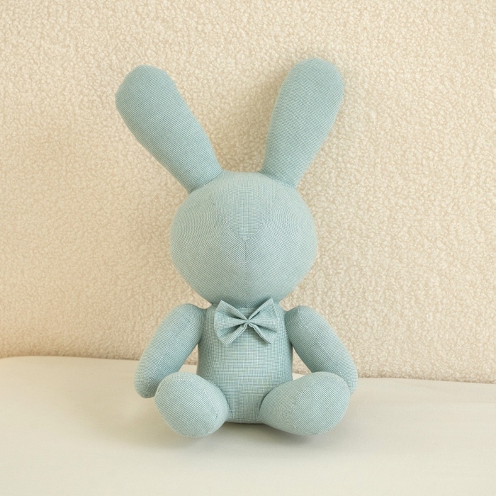 三沁家居 2025新款全棉色织水洗玩偶米萌兔系列 梦绿 40x26x20cm/只