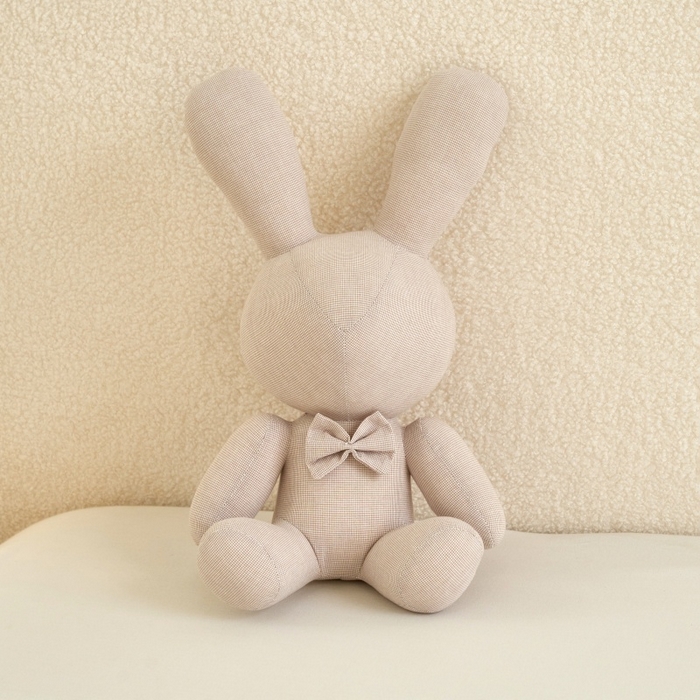 三沁家居 2025新款全棉色织水洗玩偶米萌兔系列 萌灰 40x26x20cm/只