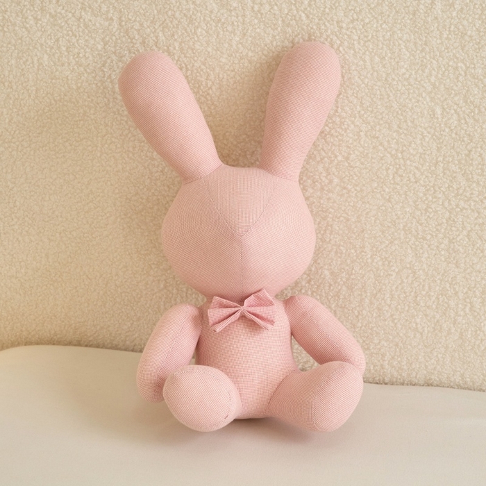三沁家居 2025新款全棉色织水洗玩偶米萌兔系列 萌粉 40x26x20cm/只