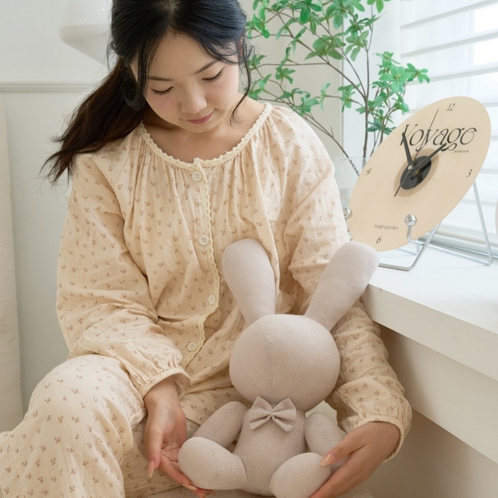 91家纺网 家纺一手货源 找家纺 三沁家居 2025新款全棉色织水洗玩偶米萌兔系列 萌灰 40x26x20cm/只