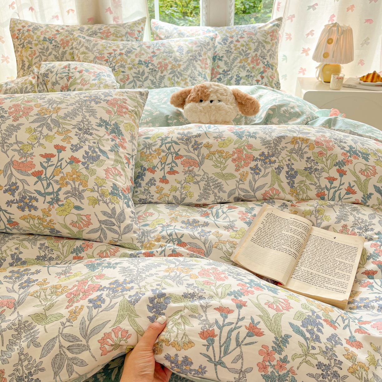 91家纺网 家纺一手货源 找家纺 柠馨 2025新款全棉印花四件套安凡妮系列 昭黎