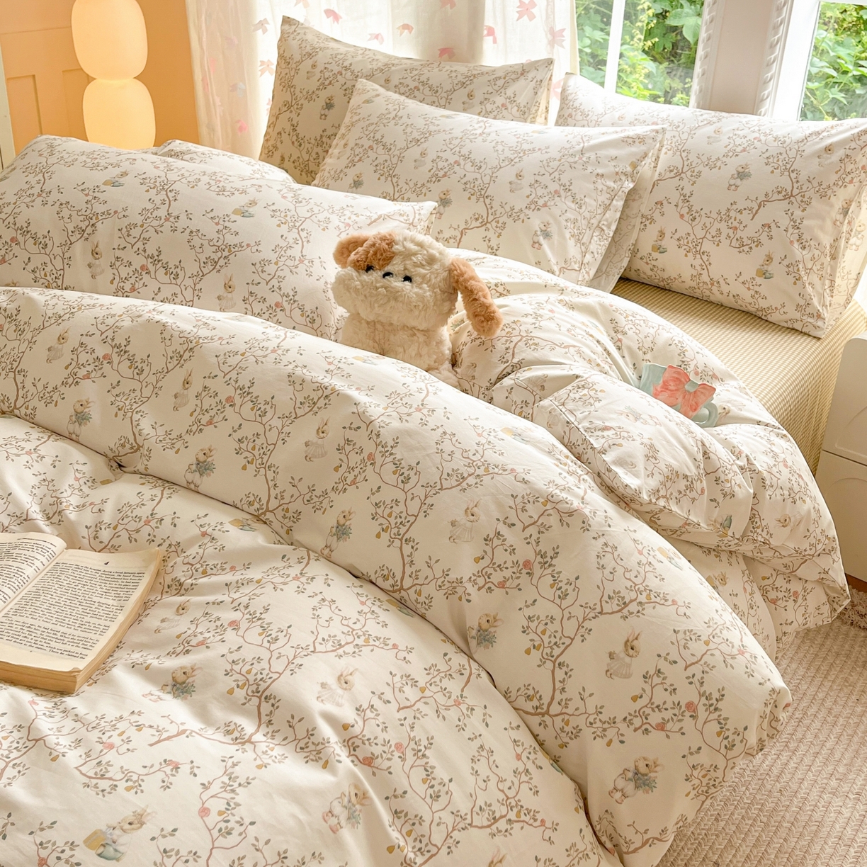 91家纺网 家纺一手货源 找家纺 柠馨 2025新款全棉印花四件套安凡妮系列 逸尘