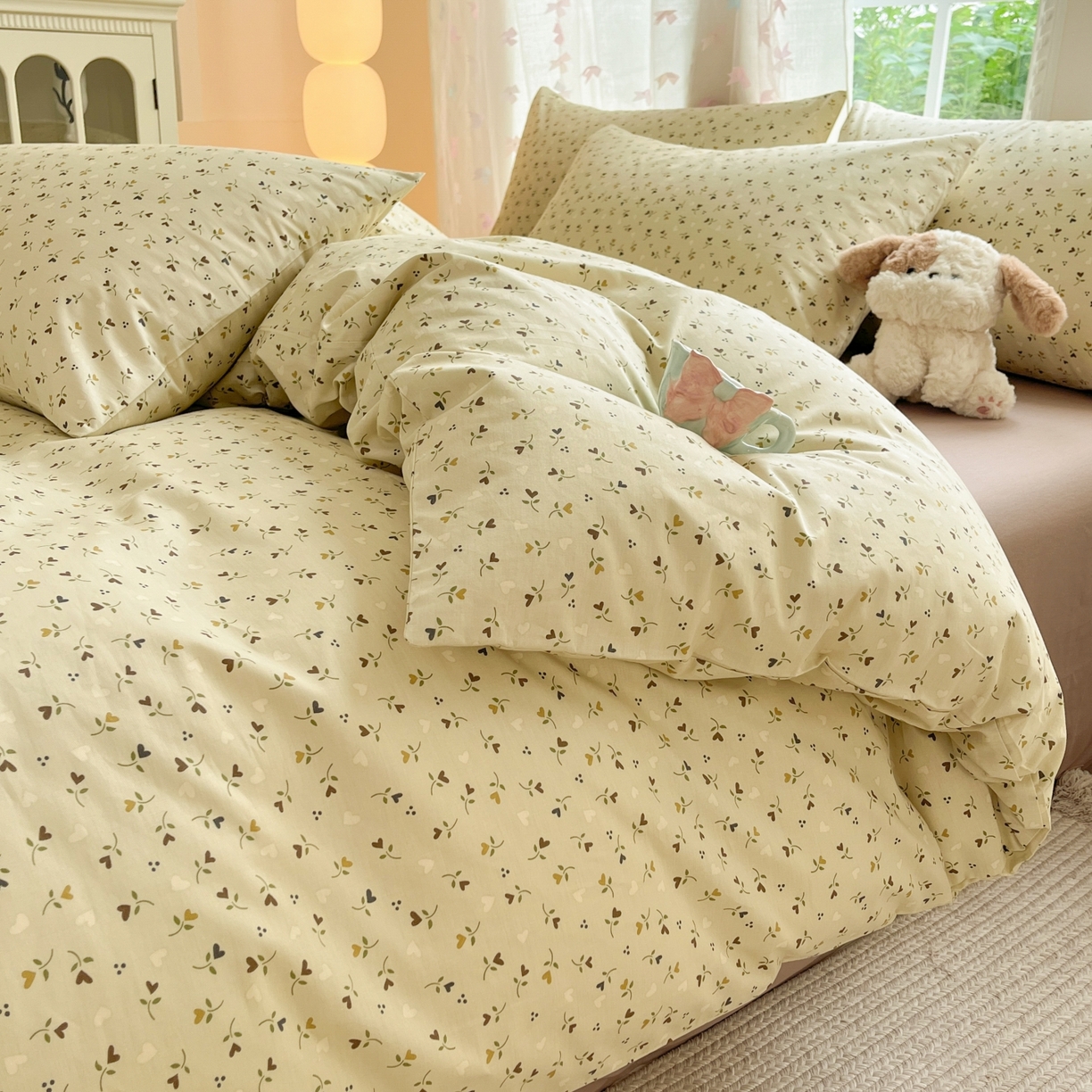 91家纺网 家纺一手货源 找家纺 柠馨 2025新款全棉印花四件套安凡妮系列 宁谧