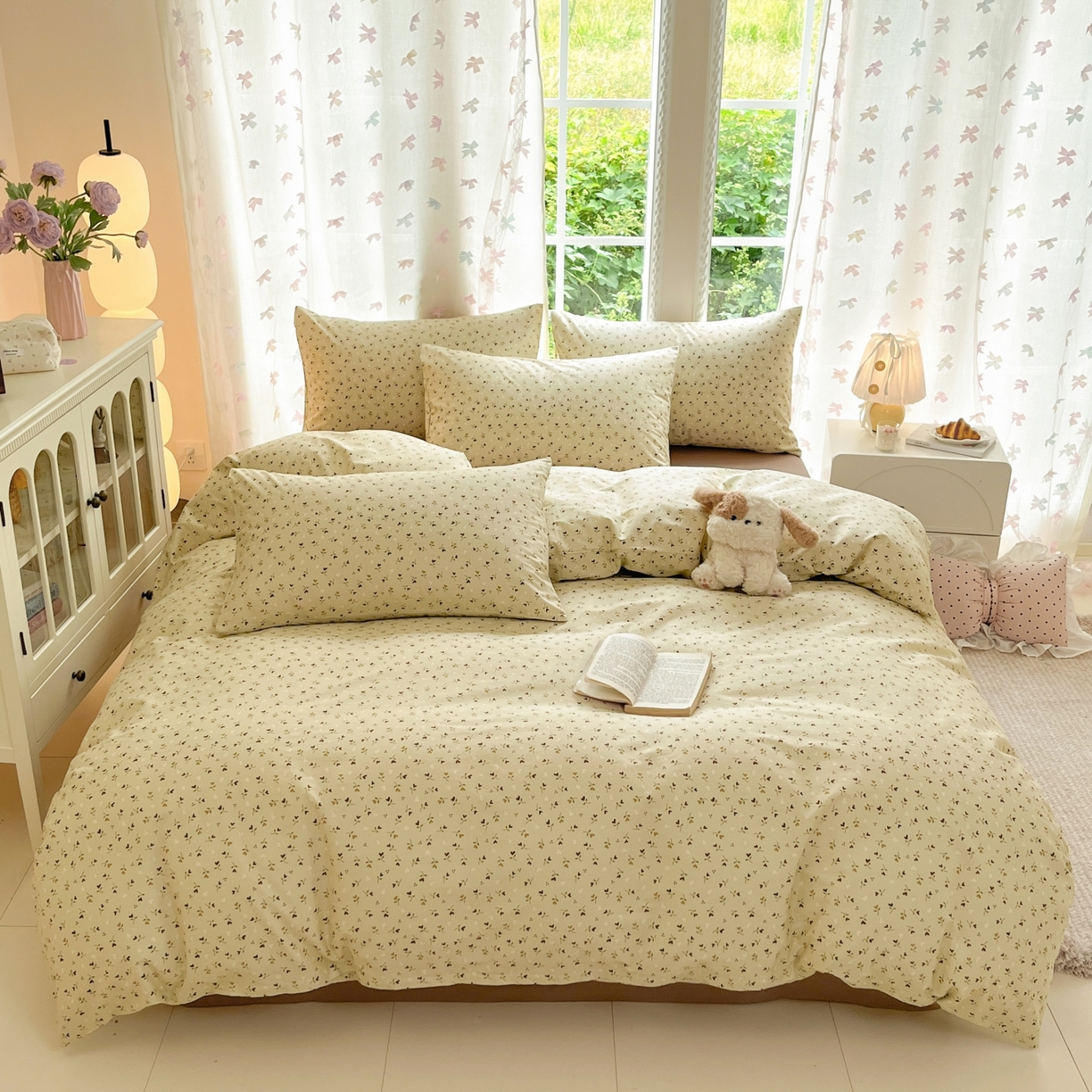 91家纺网 家纺一手货源 找家纺 柠馨 2025新款全棉印花四件套安凡妮系列 宁谧