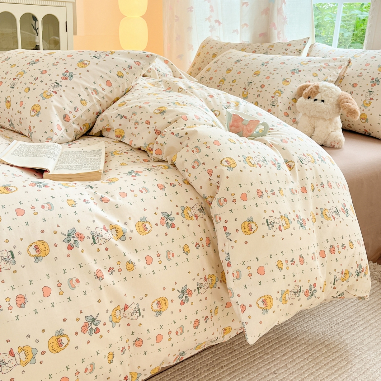 91家纺网 家纺一手货源 找家纺 柠馨 2025新款全棉印花四件套安凡妮系列 灵犀