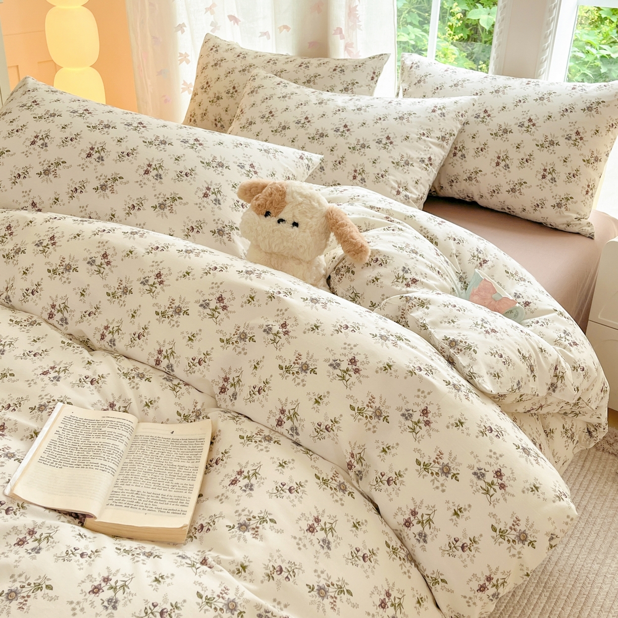 91家纺网 家纺一手货源 找家纺 柠馨 2025新款全棉印花四件套安凡妮系列 曦禾