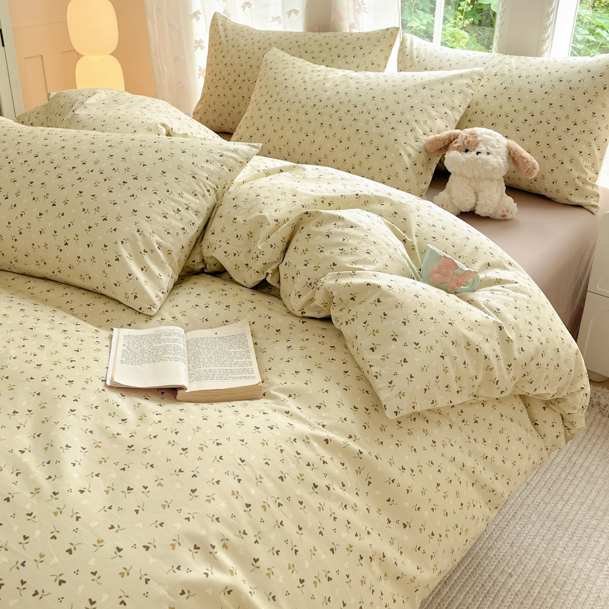 91家纺网 家纺一手货源 找家纺 柠馨 2025新款全棉印花四件套安凡妮系列 宁谧