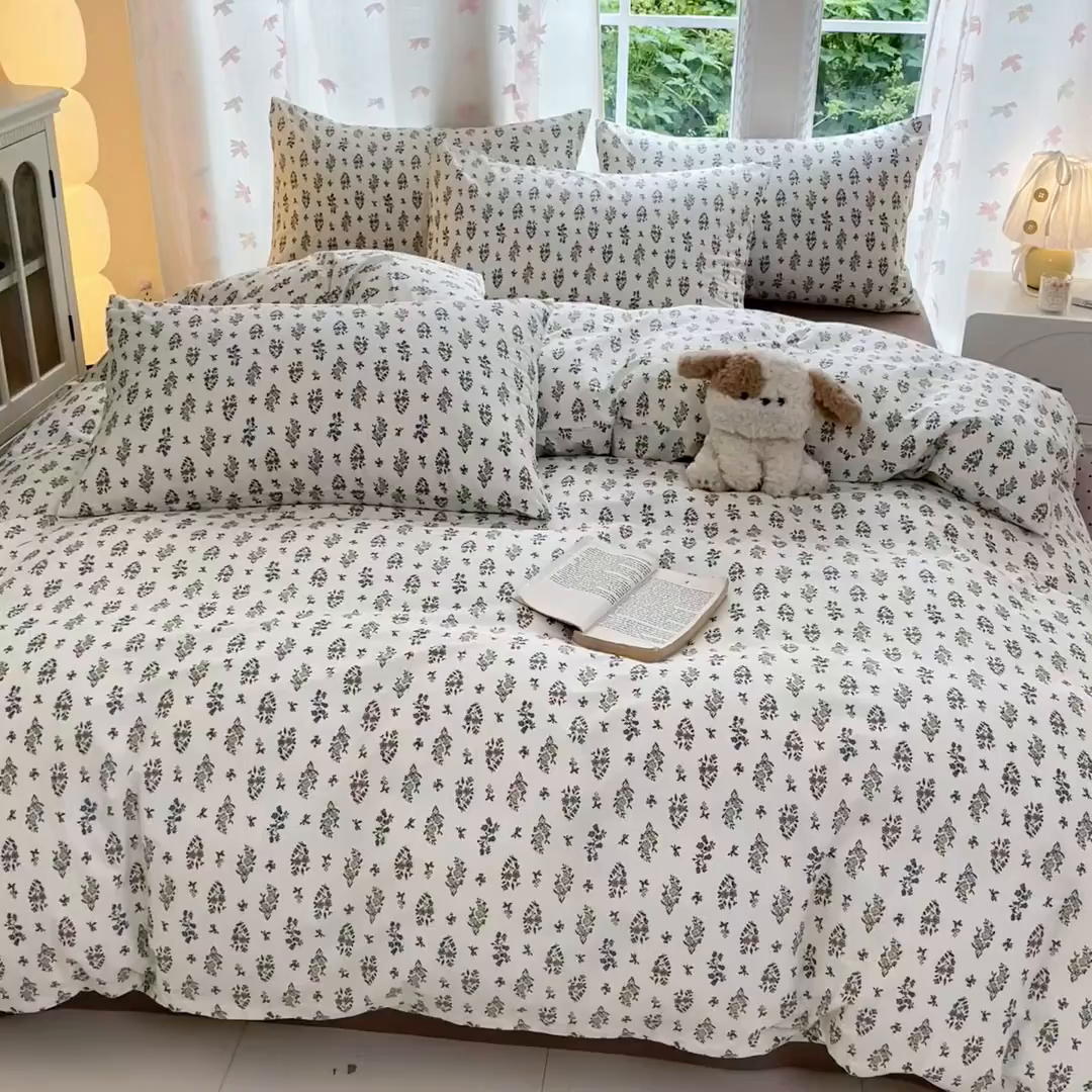 91家纺网 家纺一手货源 找家纺 柠馨 2025新款全棉印花四件套安凡妮系列 凝慕