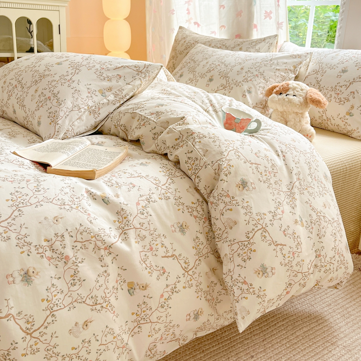 91家纺网 家纺一手货源 找家纺 柠馨 2025新款全棉印花四件套安凡妮系列 逸尘