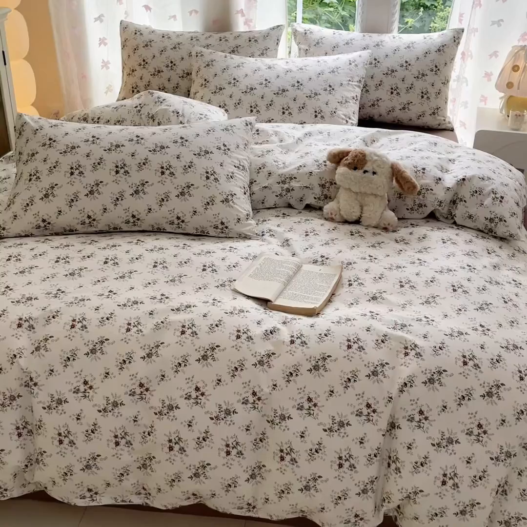 91家纺网 家纺一手货源 找家纺 柠馨 2025新款全棉印花四件套安凡妮系列 曦禾