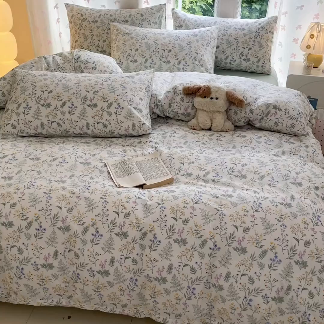 91家纺网 家纺一手货源 找家纺 柠馨 2025新款全棉印花四件套安凡妮系列 昔瑾