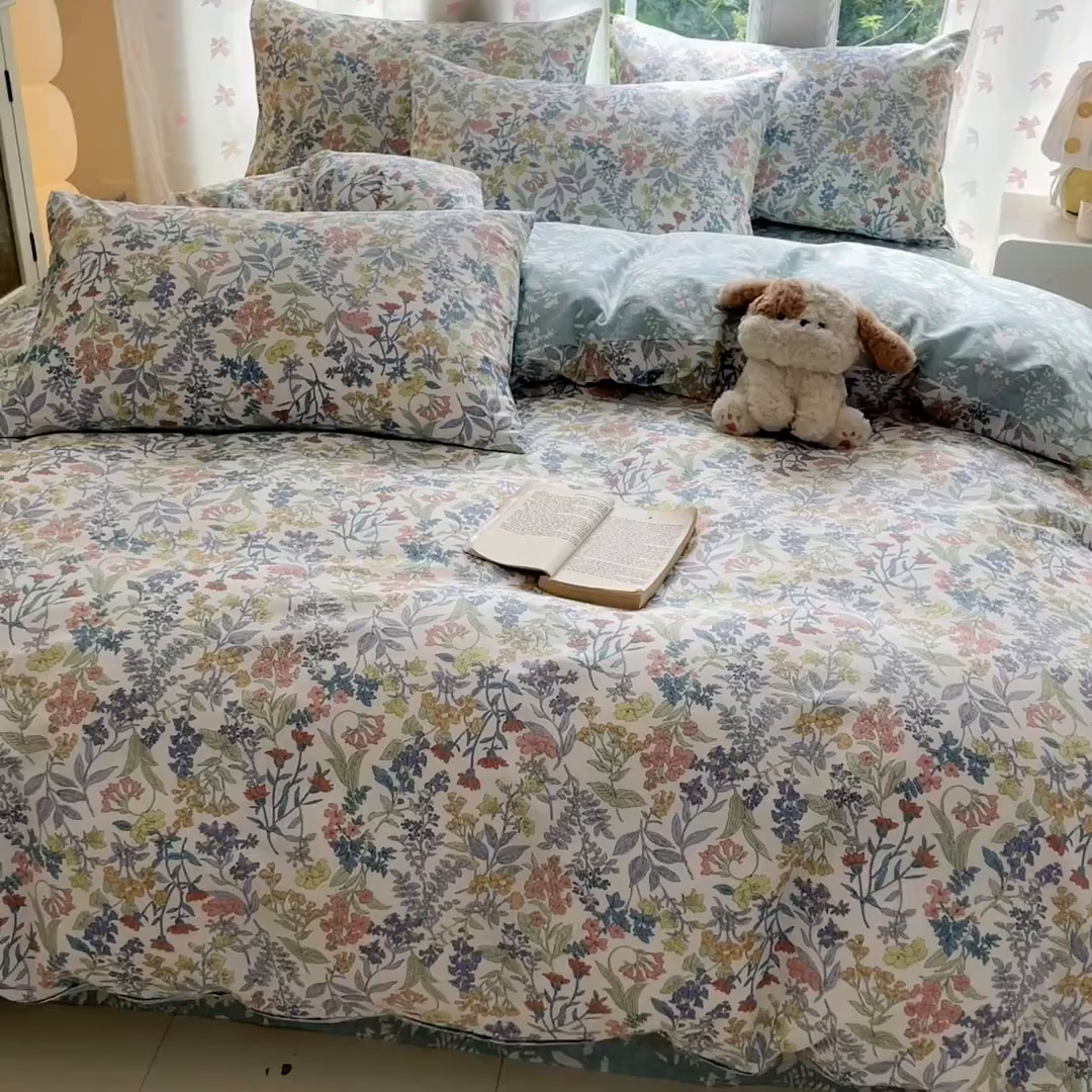 91家纺网 家纺一手货源 找家纺 柠馨 2025新款全棉印花四件套安凡妮系列 昭黎