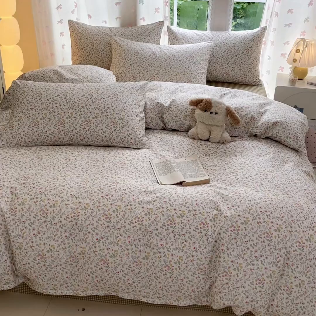 91家纺网 家纺一手货源 找家纺 柠馨 2025新款全棉印花四件套安凡妮系列 抱仙兔