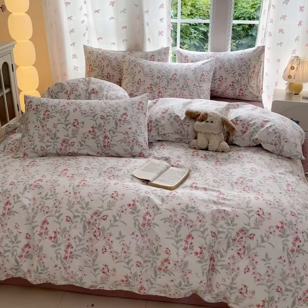 91家纺网 家纺一手货源 找家纺 柠馨 2025新款全棉印花四件套安凡妮系列 舒屿