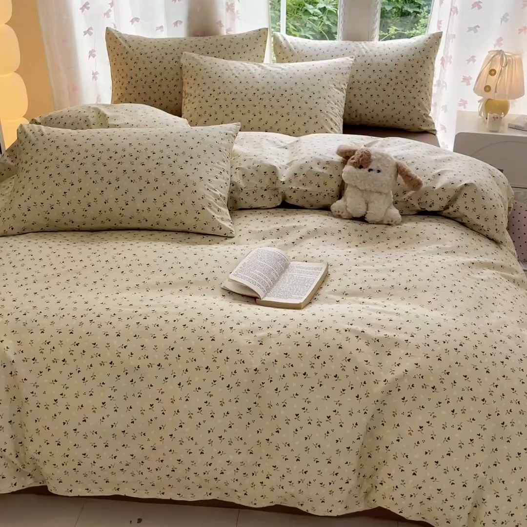 91家纺网 家纺一手货源 找家纺 柠馨 2025新款全棉印花四件套安凡妮系列 宁谧