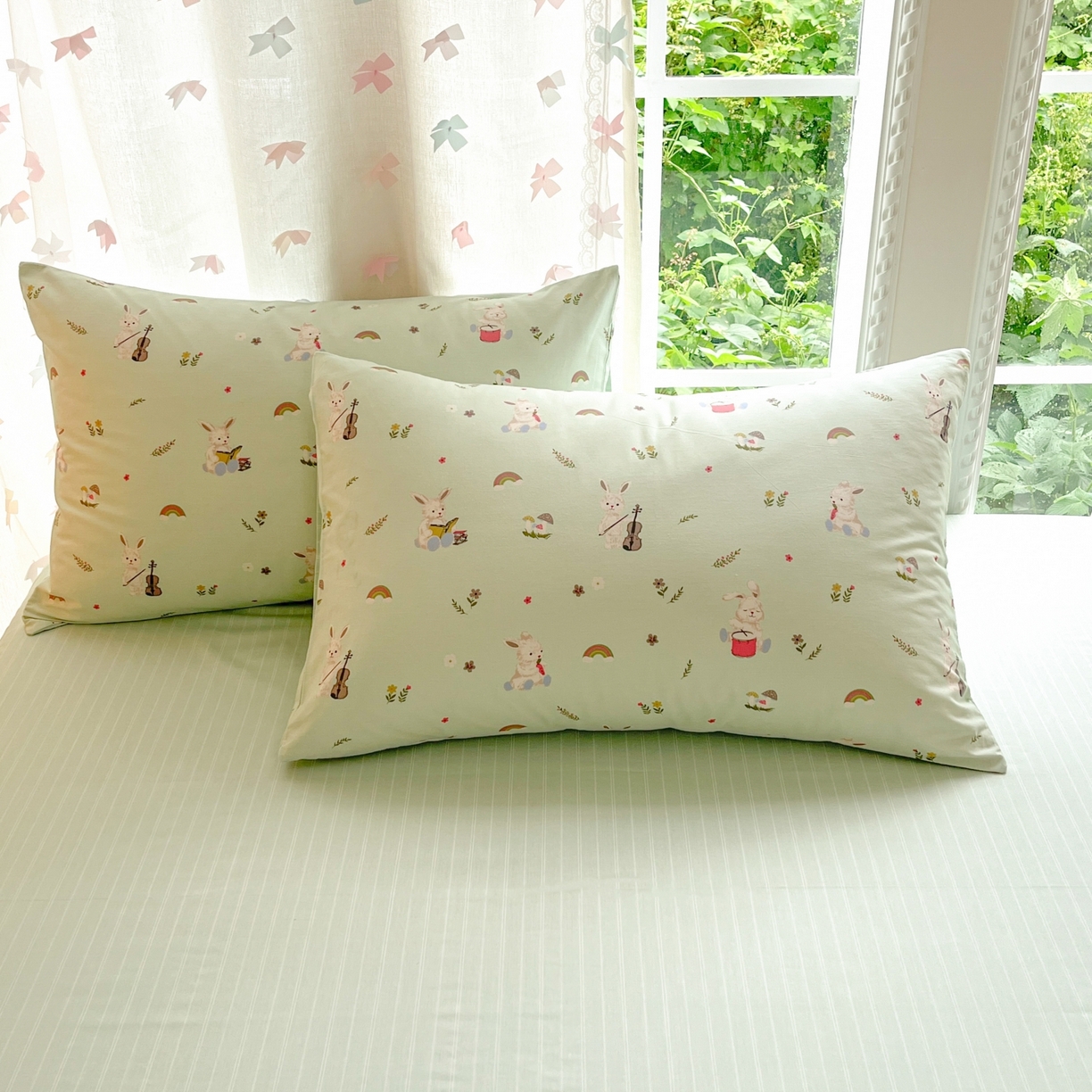 91家纺网 家纺一手货源 找家纺 柠馨 2025新款全棉印花四件套安凡妮系列 萝莉兔