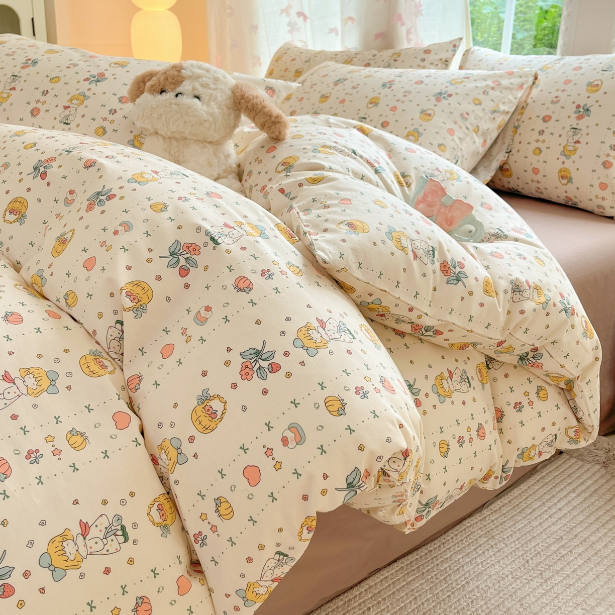 91家纺网 家纺一手货源 找家纺 （总）柠馨 2025新款全棉印花四件套安凡妮系列