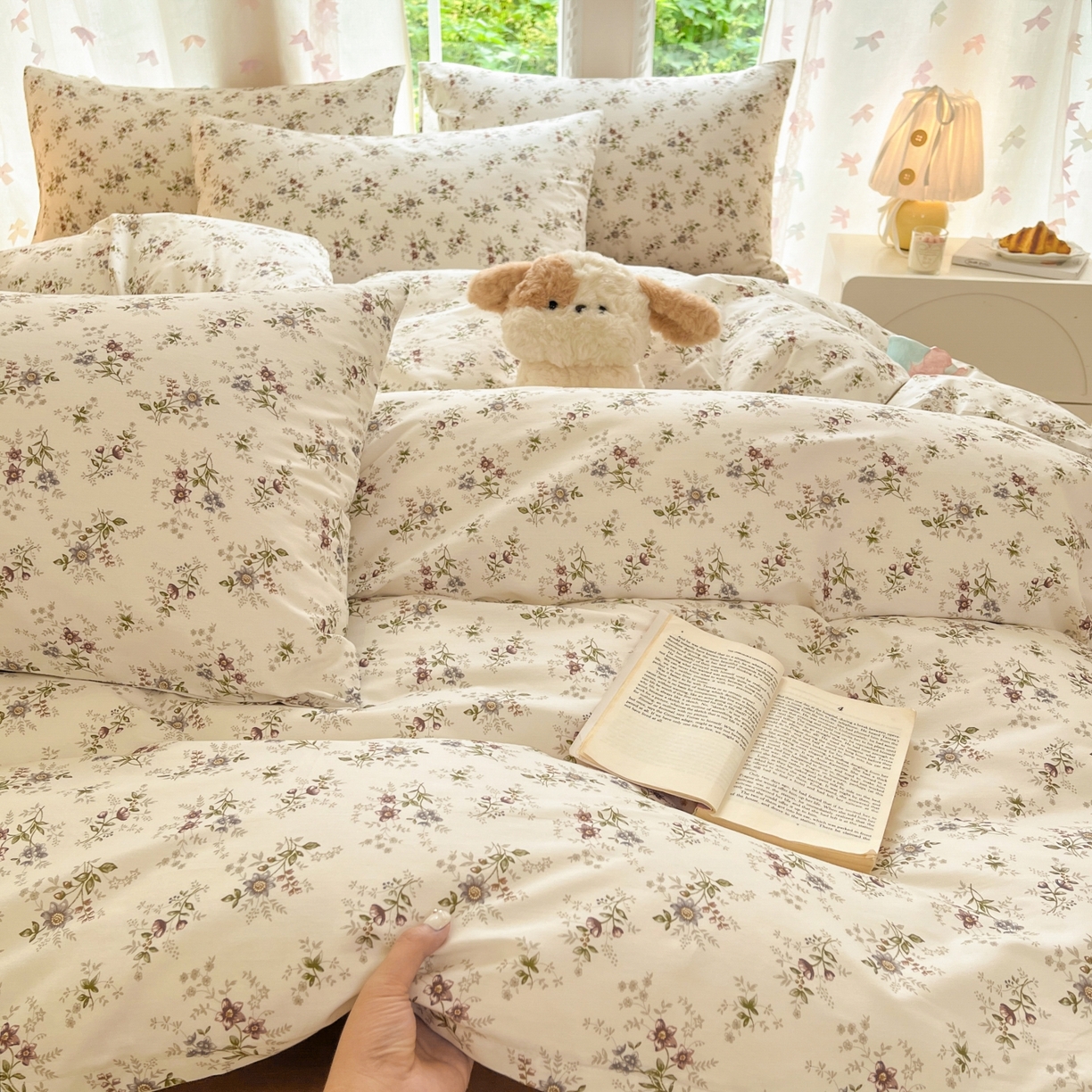 91家纺网 家纺一手货源 找家纺 柠馨 2025新款全棉印花四件套安凡妮系列 曦禾