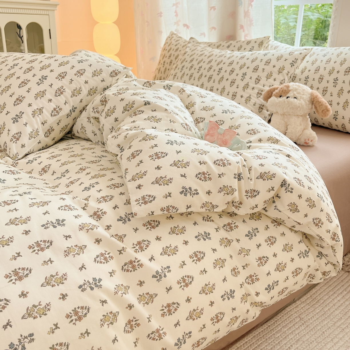 91家纺网 家纺一手货源 找家纺 柠馨 2025新款全棉印花四件套安凡妮系列 凝慕