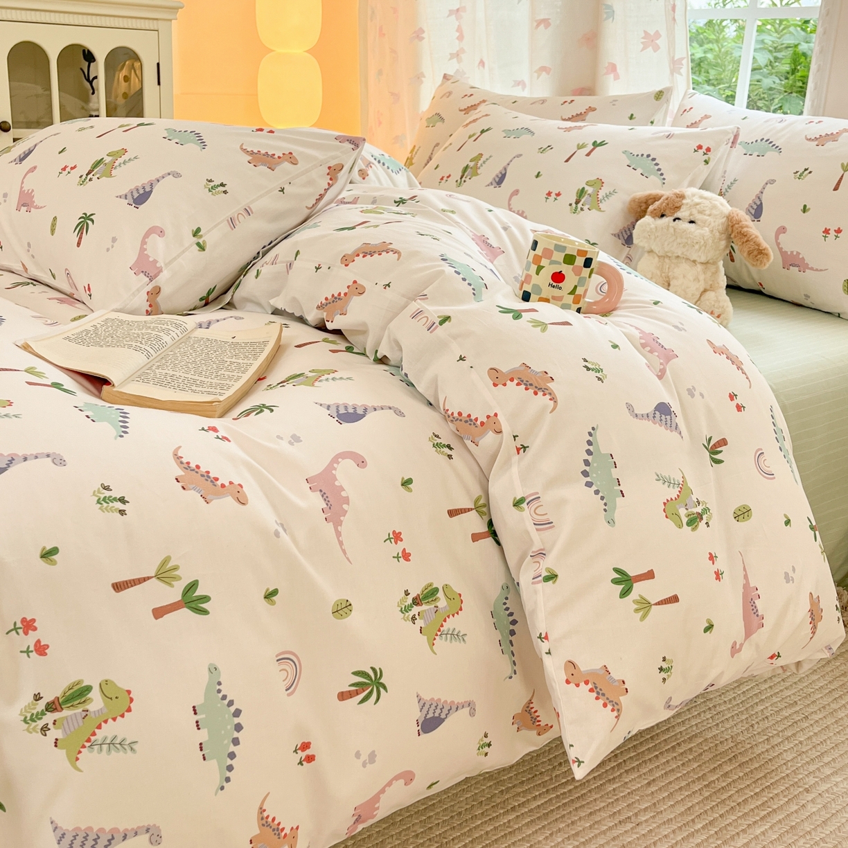 91家纺网 家纺一手货源 找家纺 柠馨 2025新款全棉印花四件套安凡妮系列 小萌龙