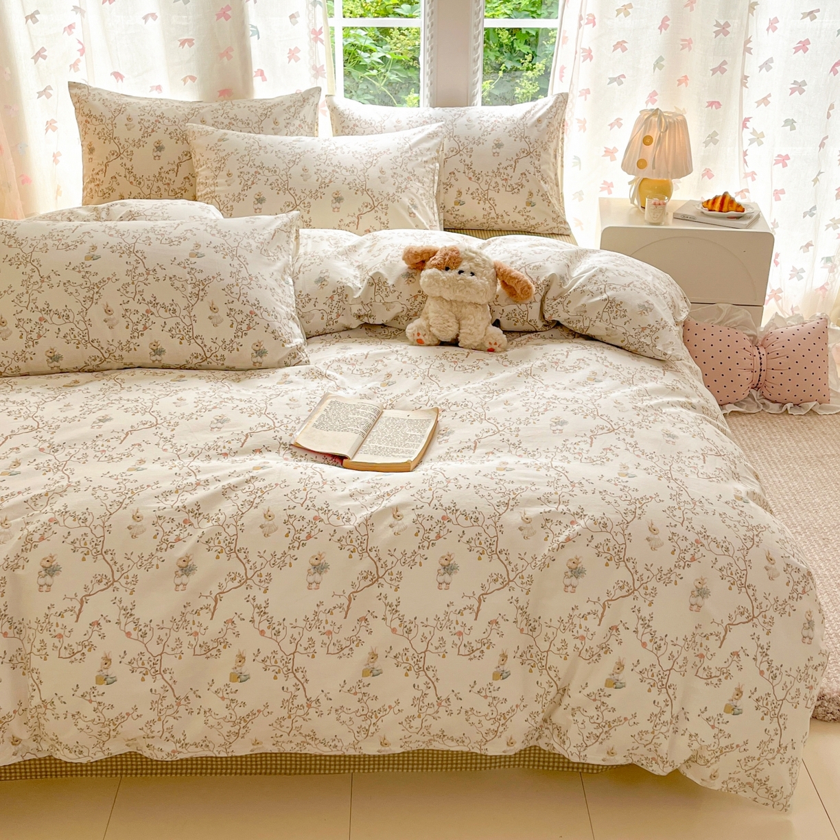 91家纺网 家纺一手货源 找家纺 柠馨 2025新款全棉印花四件套安凡妮系列 逸尘