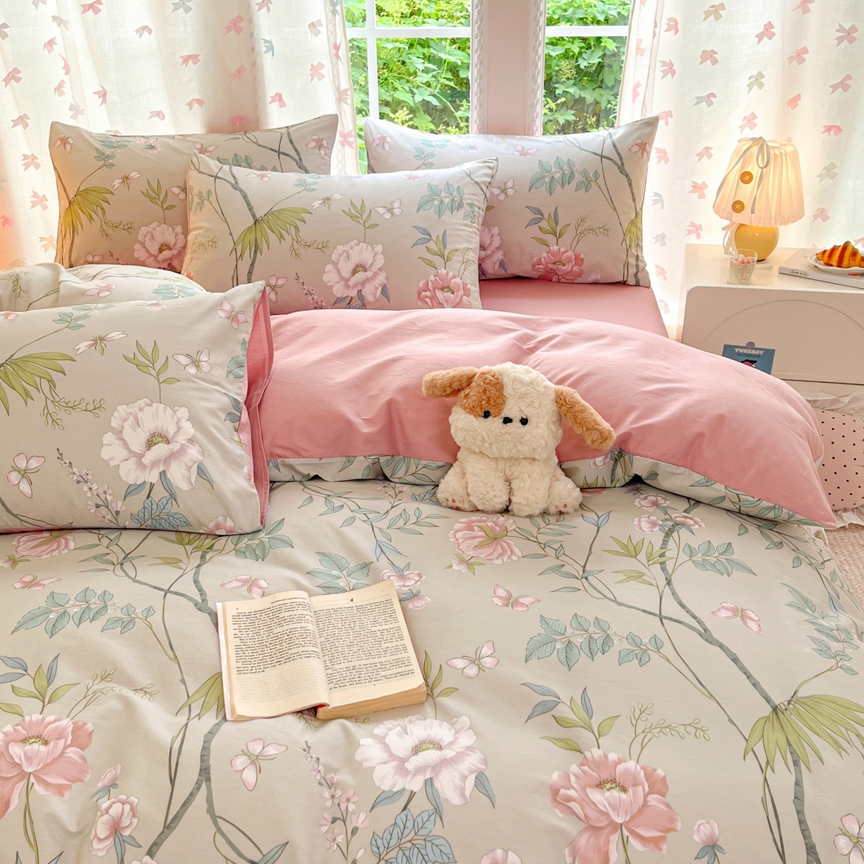 91家纺网 家纺一手货源 找家纺 （总）柠馨 2025新款全棉印花四件套安凡妮系列