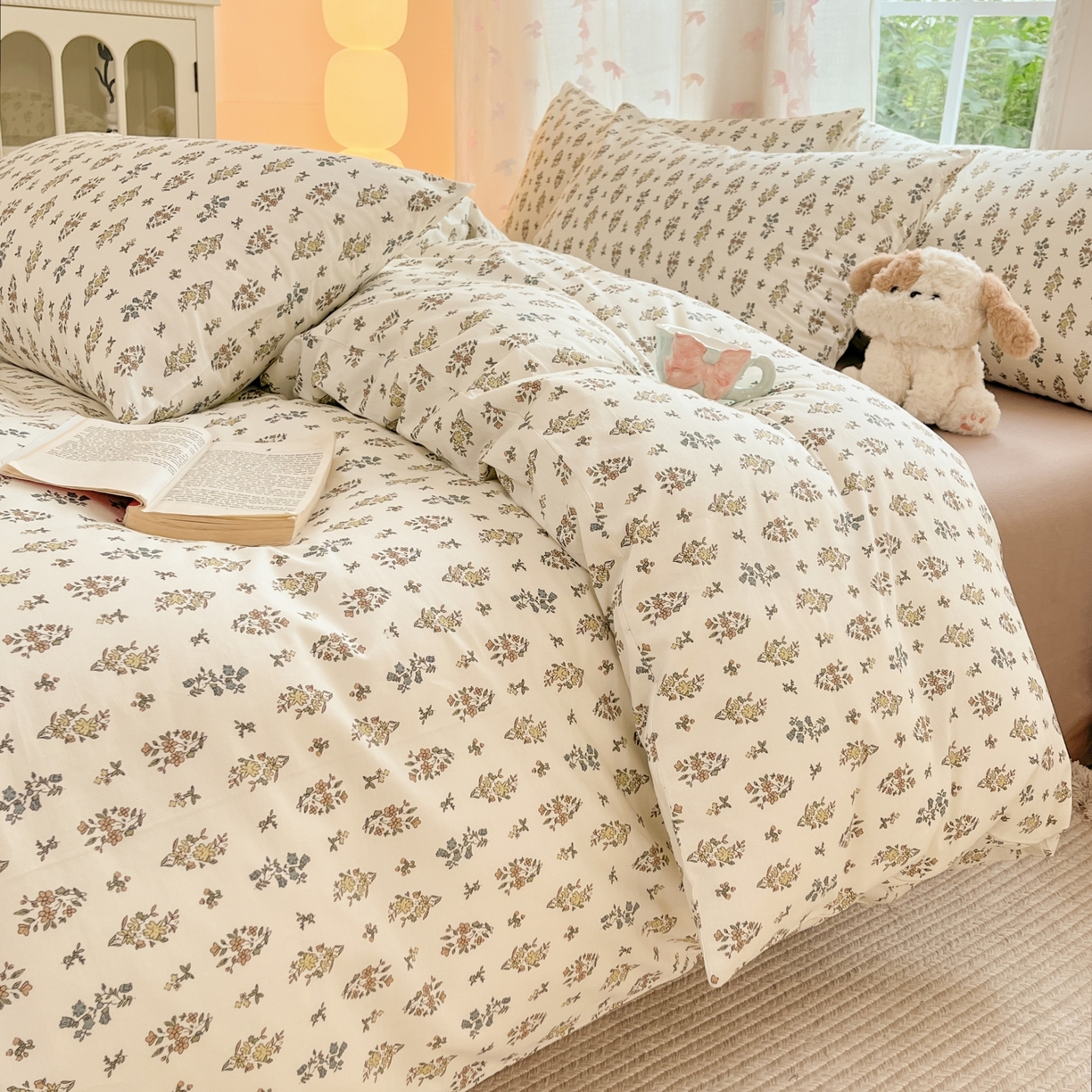 91家纺网 家纺一手货源 找家纺 柠馨 2025新款全棉印花四件套安凡妮系列 凝慕