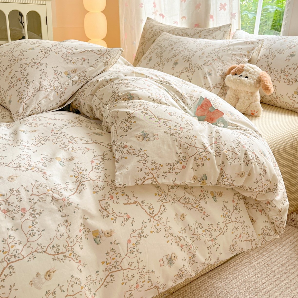 91家纺网 家纺一手货源 找家纺 柠馨 2025新款全棉印花四件套安凡妮系列 逸尘