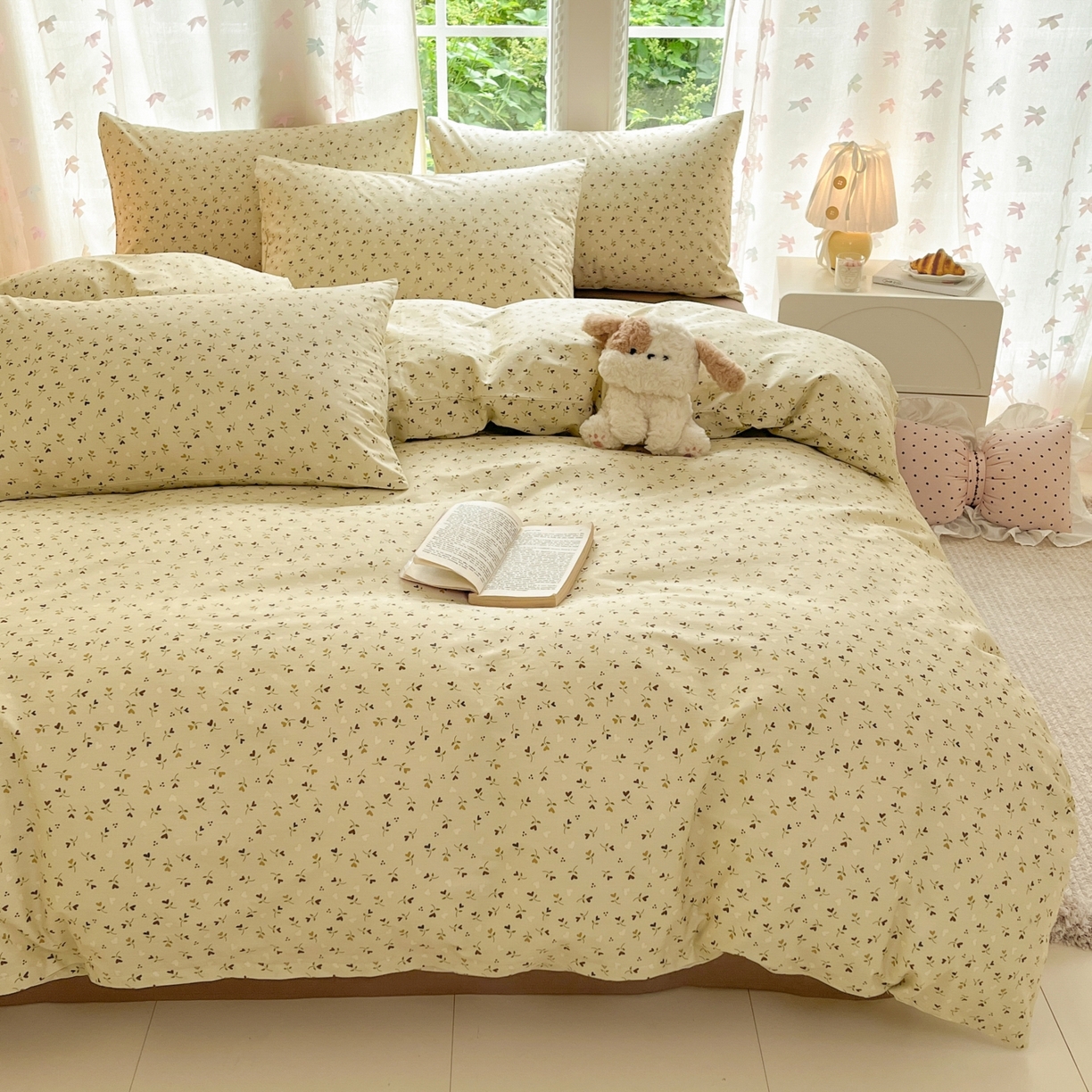 91家纺网 家纺一手货源 找家纺 柠馨 2025新款全棉印花四件套安凡妮系列 宁谧