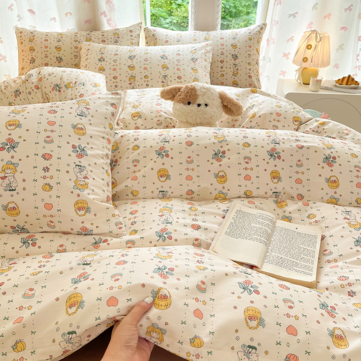 91家纺网 家纺一手货源 找家纺 柠馨 2025新款全棉印花四件套安凡妮系列 灵犀